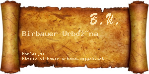Birbauer Urbána névjegykártya